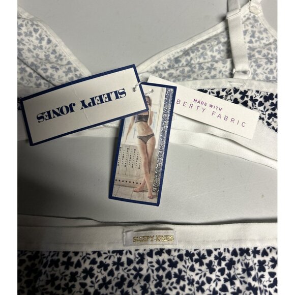 Sleepy Jones Made With Liberty Fabric Bra Set Blue White Patterned Womens XL - Picture 3 of 8